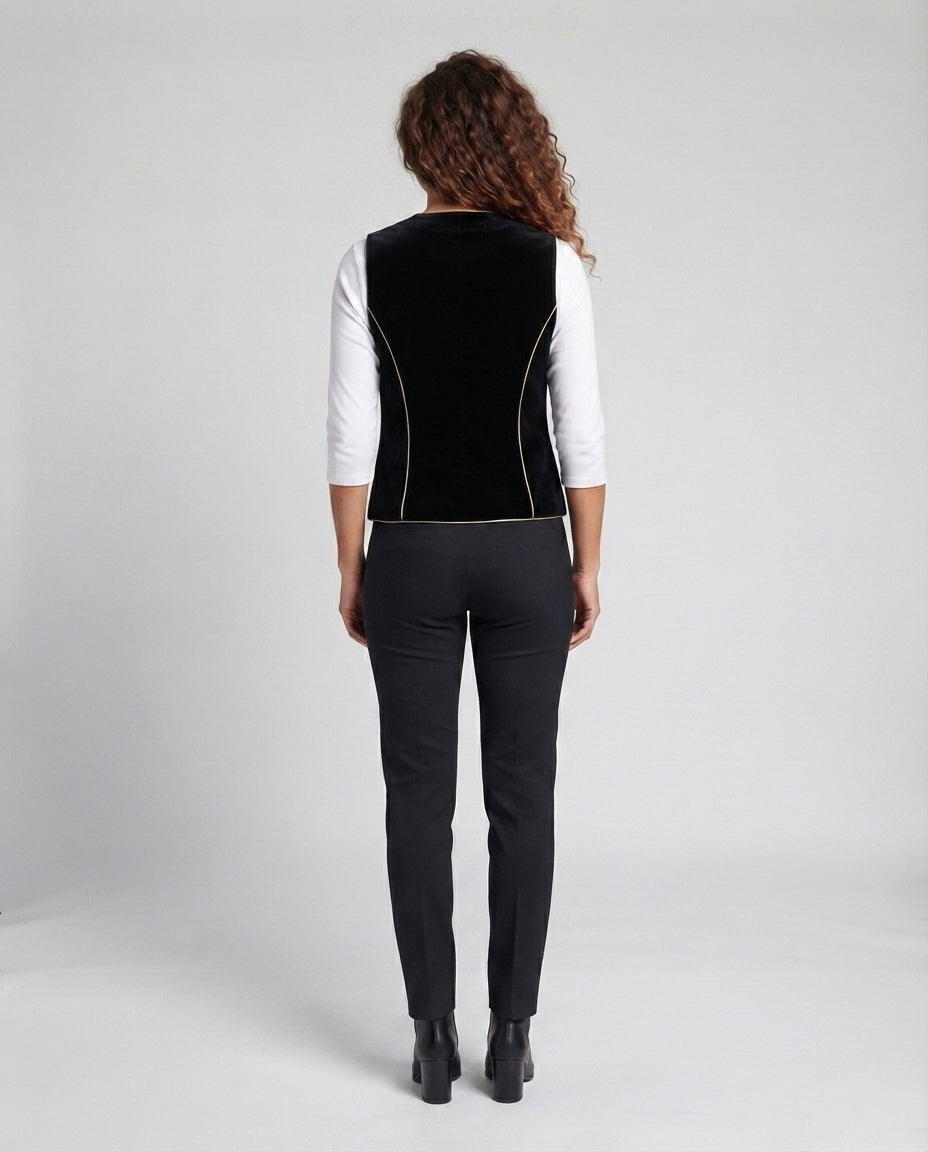 Women Elegant Velvet Vest with Button Details