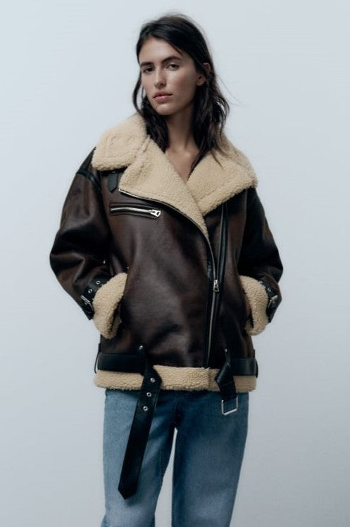 Jacket with Lapel with Synthetic material