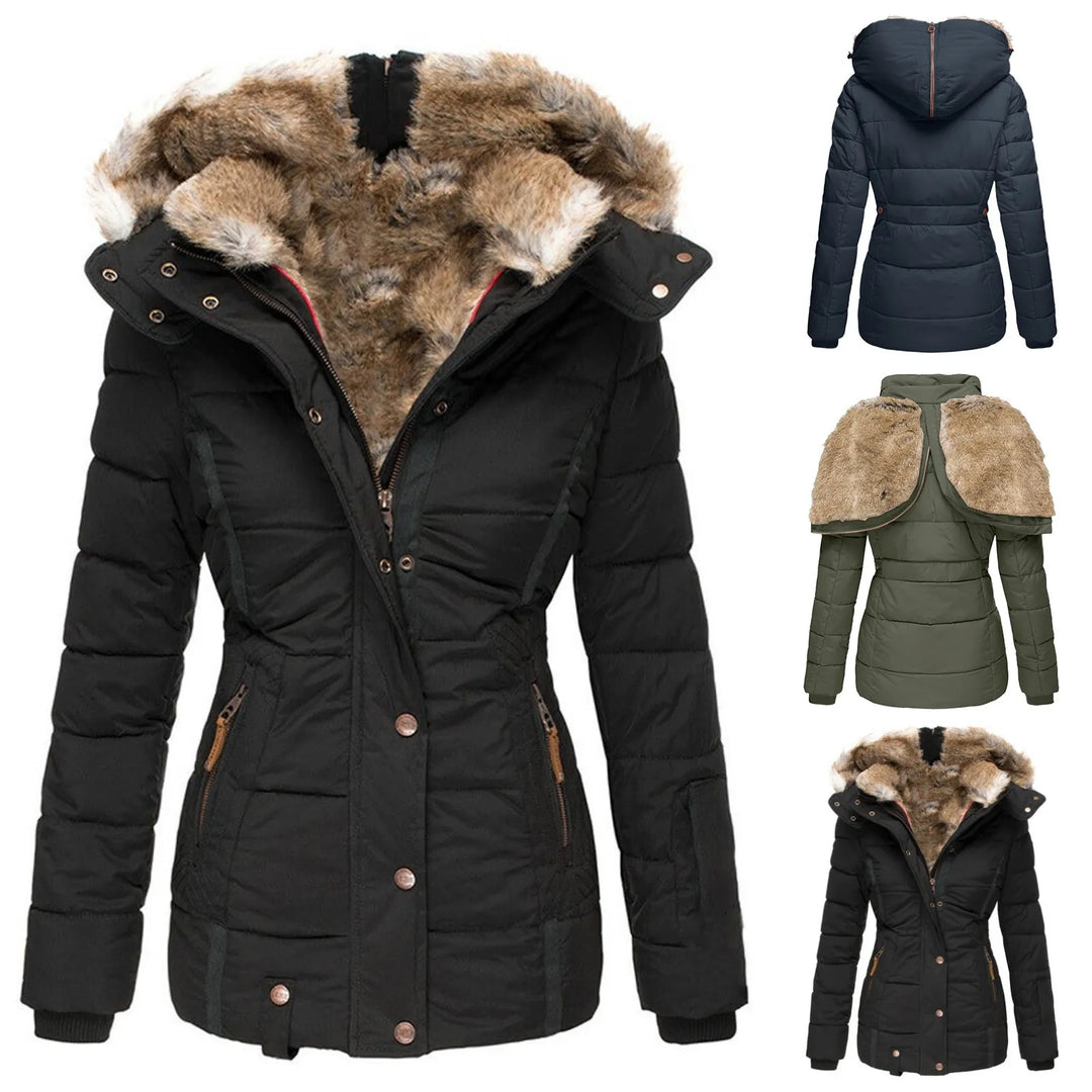 Down coat down with faux Fur hood warm water-resistant &amp; padded jacket winter