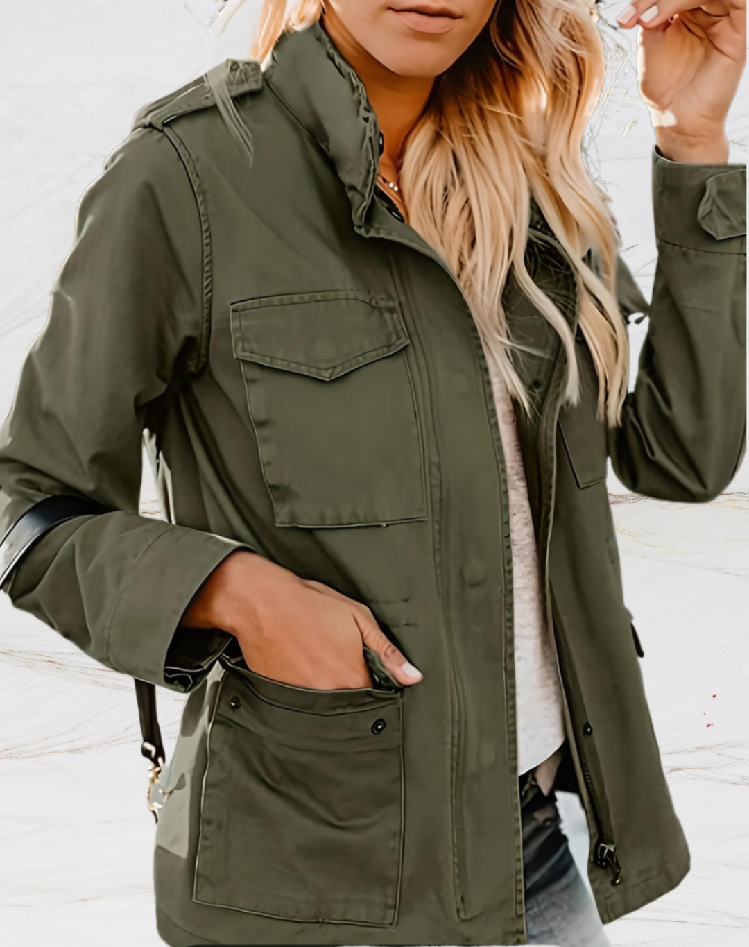 long-sleeve jacket with four pockets for women