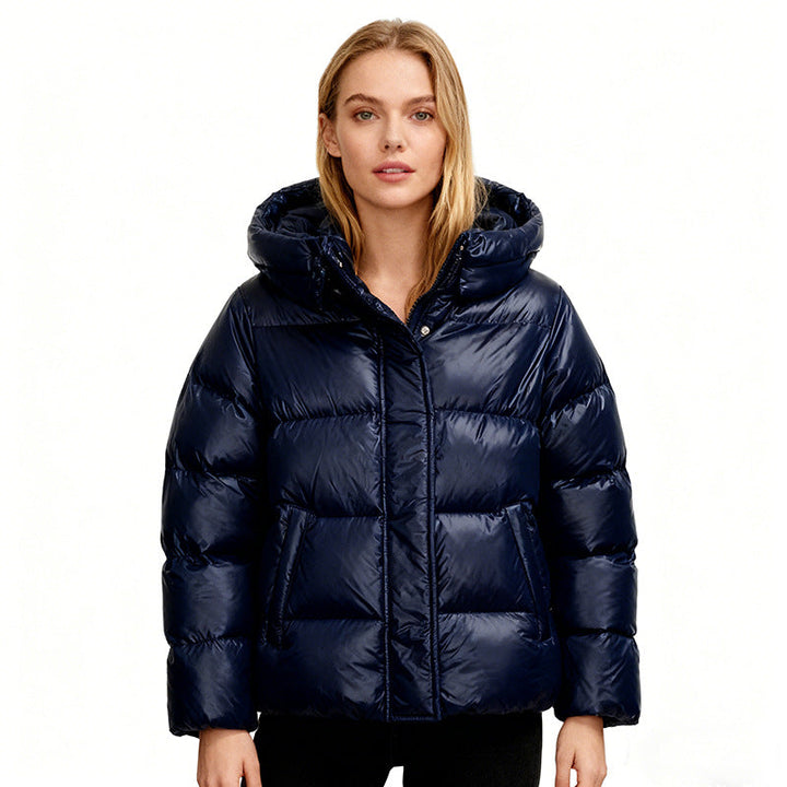 Ladies Quilted Padded Jacket with Hood, Boxy Cut and Water-Repellent Shell