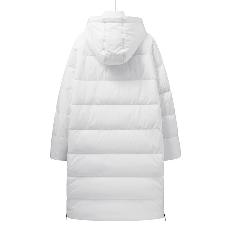 Ladies Maxi-Long Stretch Thermo Quilted Coat with 3D Quilt and Adjustable Hood