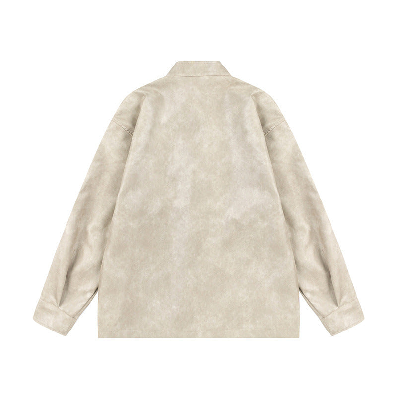 Unisex Asian inspired oversized jacket with mandarin collar and knot closures