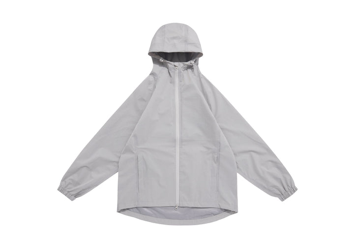 Unisex Lightweight Rain Jacket with Hood, Two-Way Zip and Extended Hem