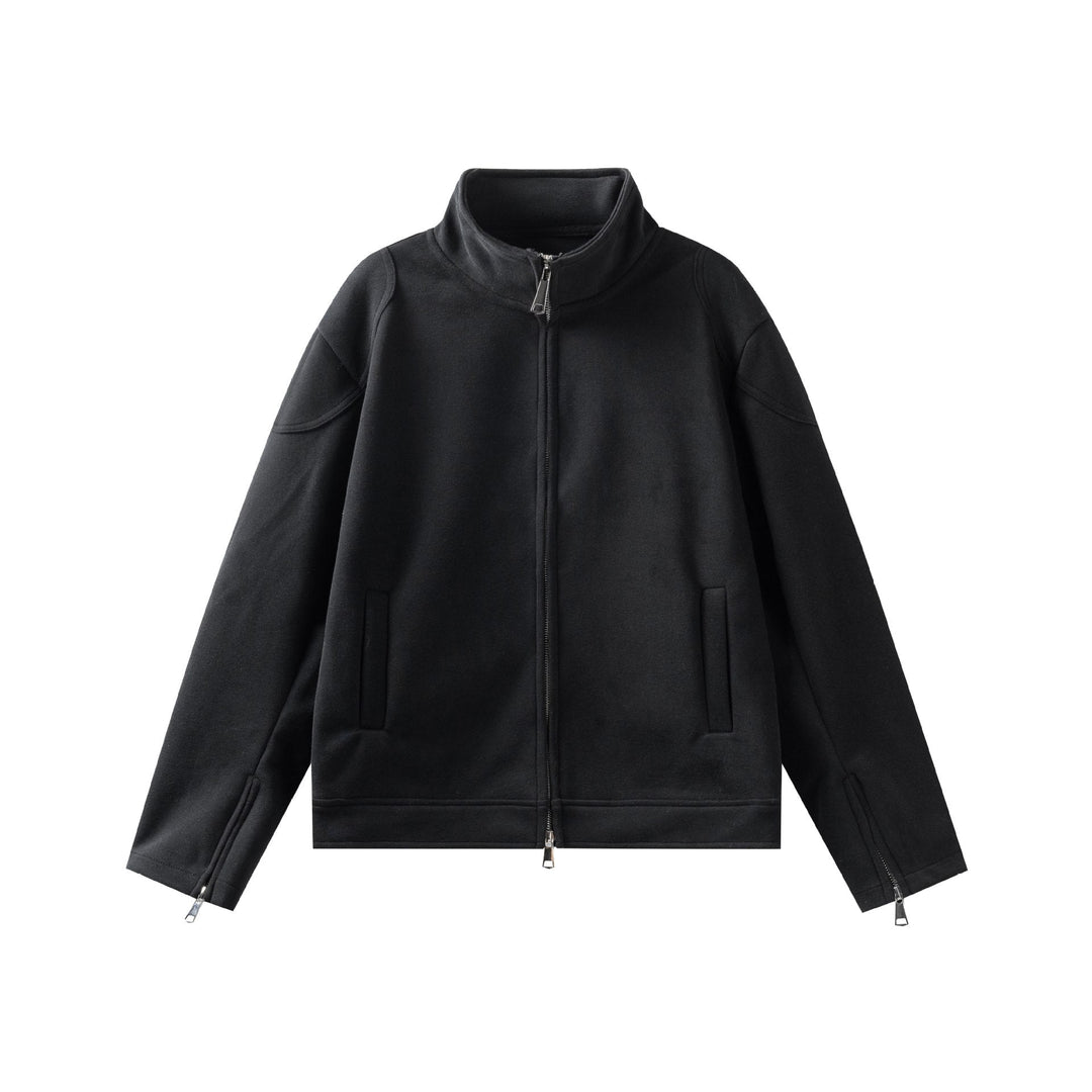 Unisex High Collar Zip Jacket made of French Terry with sleeve slits and side pockets