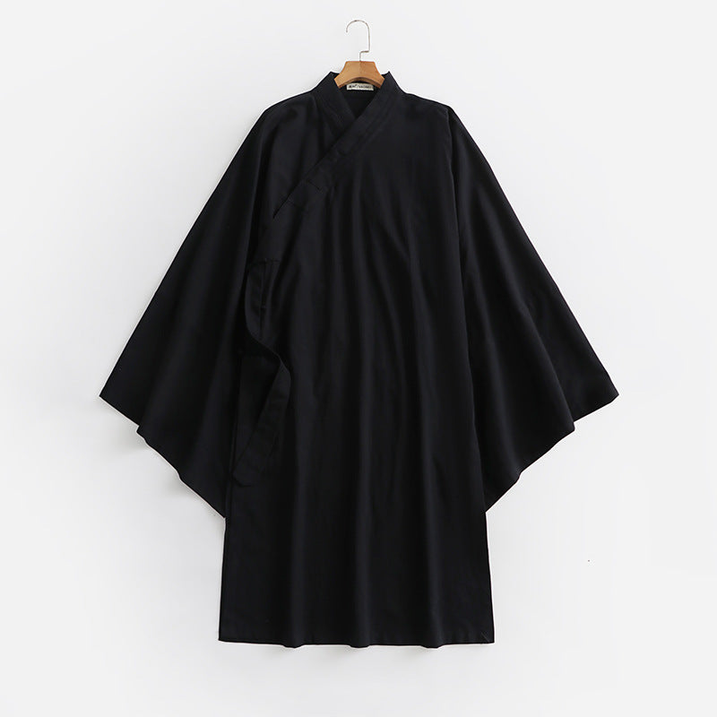 Unisex Oversize Kimono Coat with Wide Sleeves and Asymmetrical Wrap Front