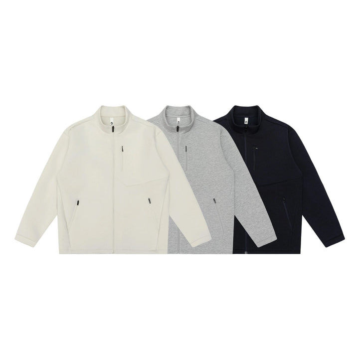 Unisex Minimalistic Short Jacket with Stand-Up Collar and Functional Zip Pockets