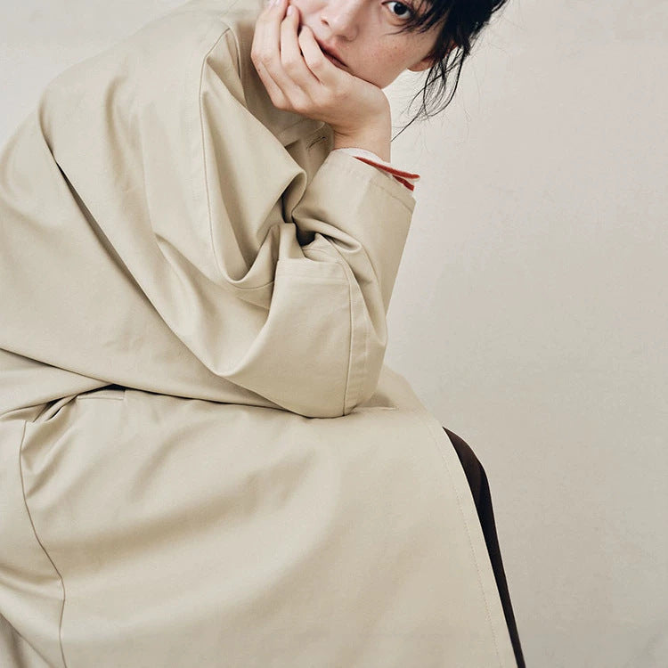 Women Elegant Trench Coat with Double Breasted