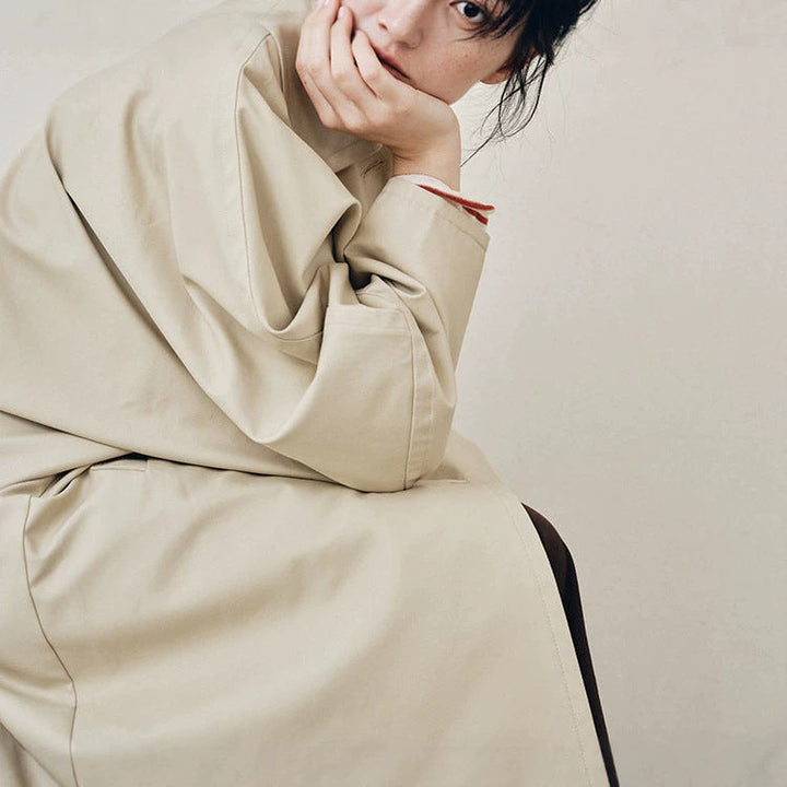 Women Elegant Trench Coat with Double Breasted