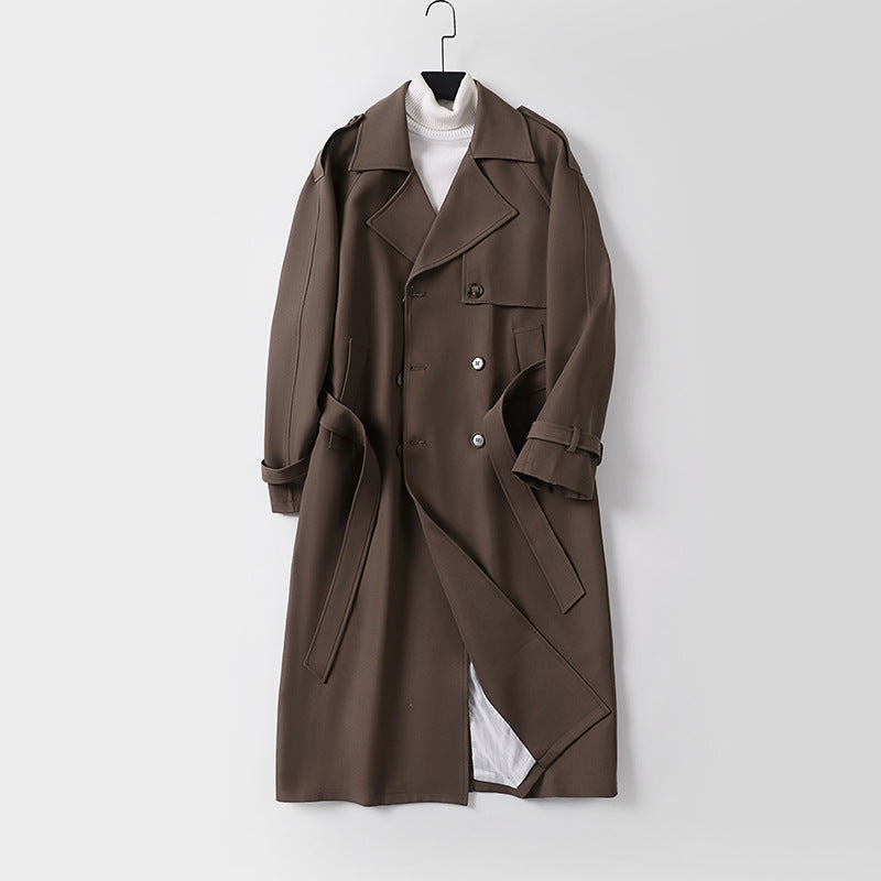 Women Double-Breasted Oversized Trench Coat with Wide Shawl Collar and Belt