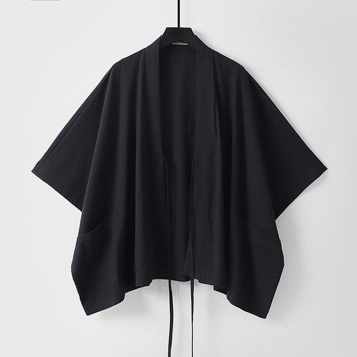 Women Oversize Kimono Cardigan with Tie and Patch Pockets