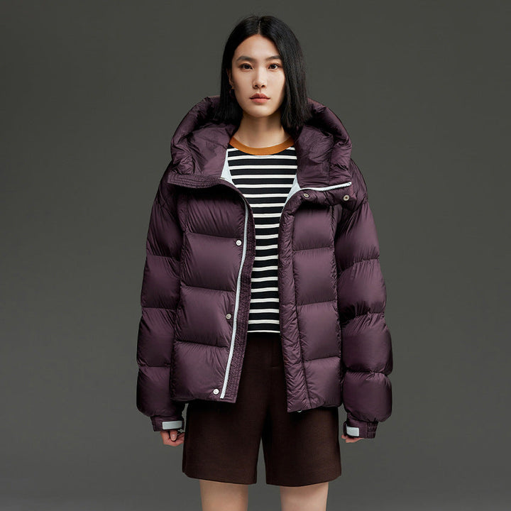 Women Short Quilted Down Jacket with Hood