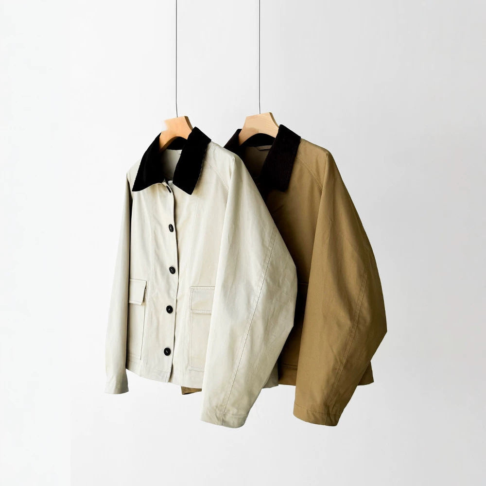 Ladies trendy transitional jacket with high collar