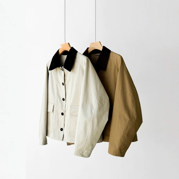 Ladies trendy transitional jacket with high collar