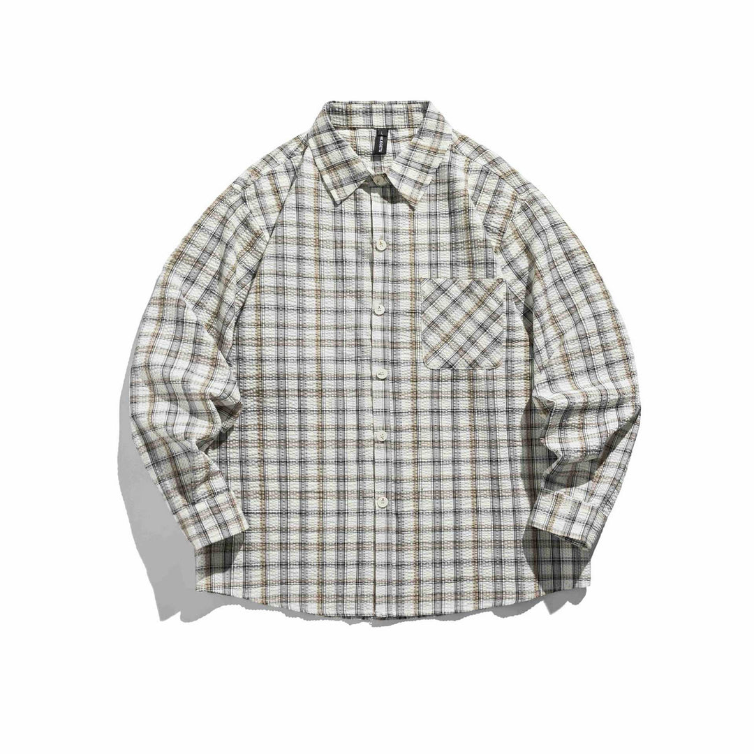 Women Oversized checkered shirt jacket with quilted structure