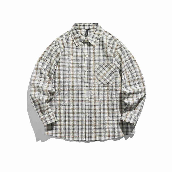 Women Oversized checkered shirt jacket with quilted structure