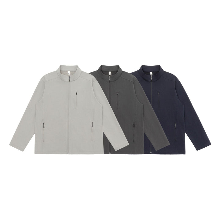 Unisex Lightweight Softshell Jacket with Stand-up Collar and Zip Pockets