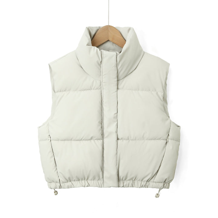 Women Padded Quilted Gilet with High Stand-Up Collar