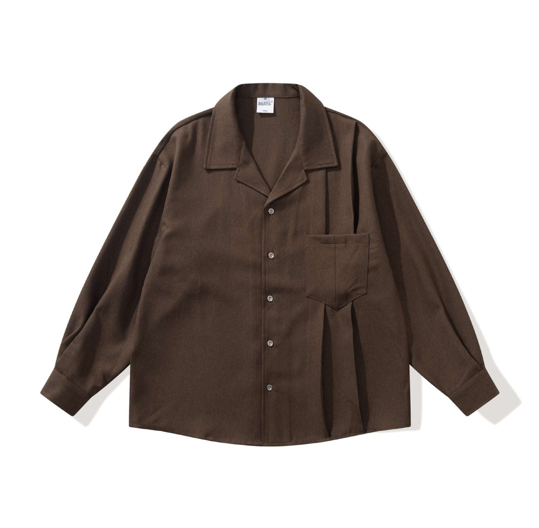 Unisex Oversize Shirt Jacket with Open Notch Collar and Chest Pocket