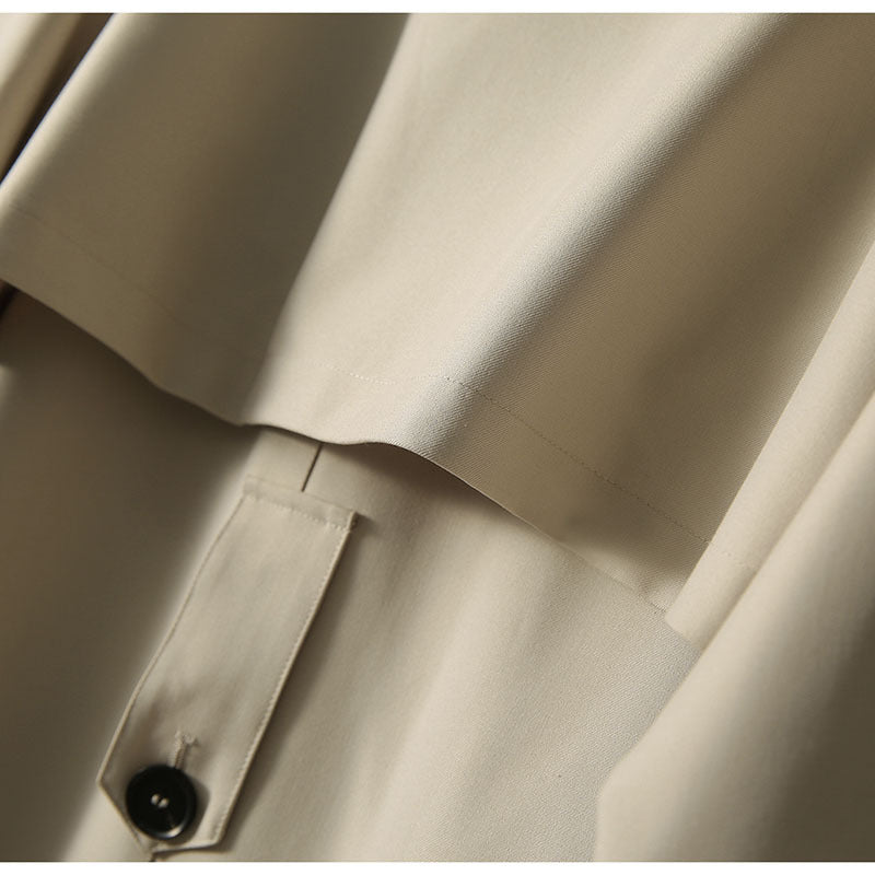 Ladies Water-repellent A-line trench coat with tie belt and concealed button placket