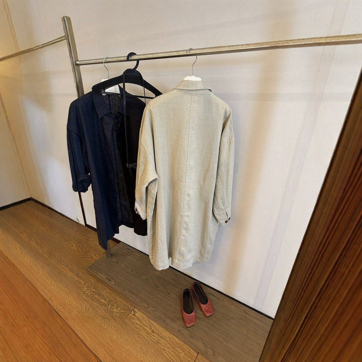 Women Longline Oversize Shirt Jacket in Linen Look