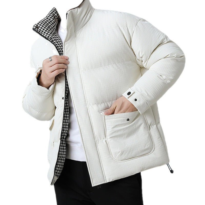 Unisex Padded Quilted Jacket with Large Flap Pockets, Stand-Up Collar, and Ripstop Structure