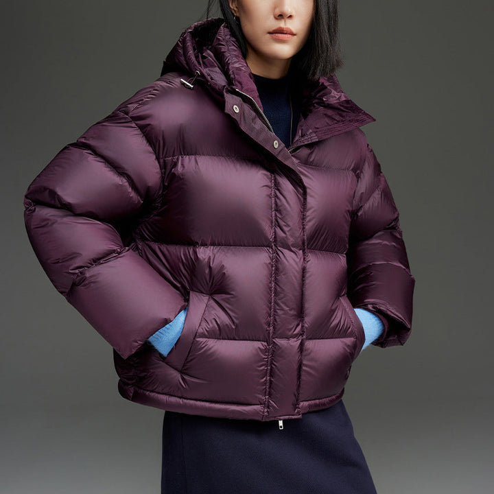 Women Short Boxy Quilted Down Jacket with Hood
