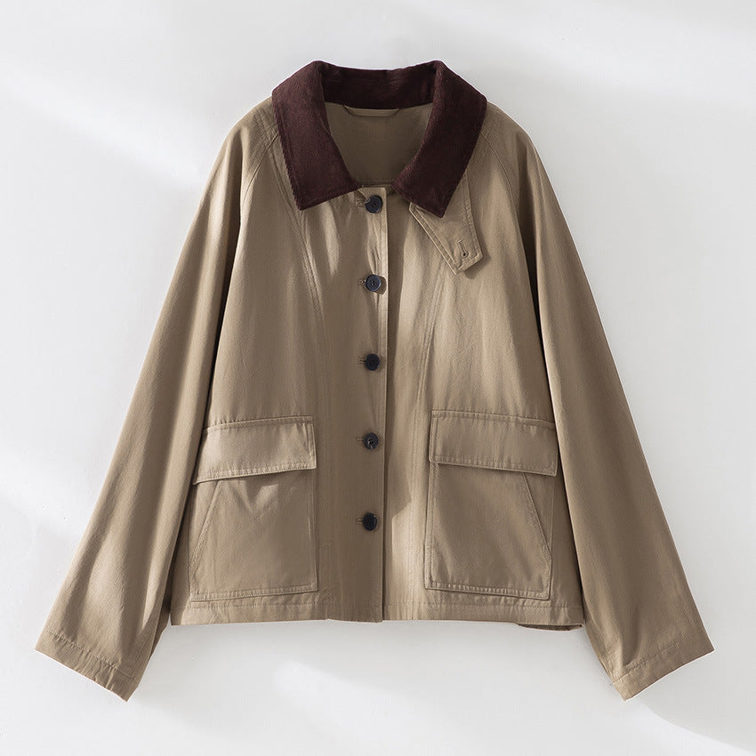 Women’s Short Jacket with Cord Collar and Patch Pockets