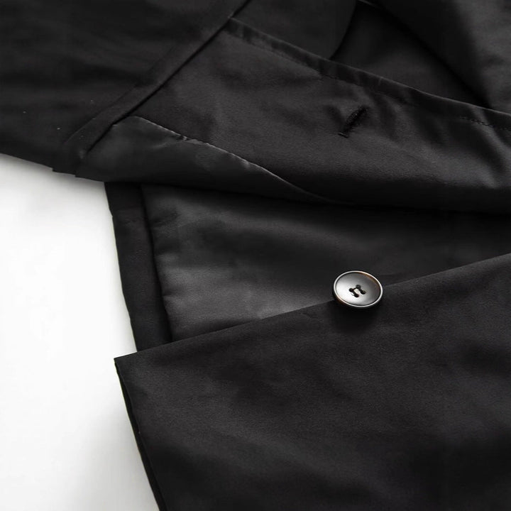 Women Short Cut Cropped Trench Coat with Double-Breasted Button Closure and Epaulets
