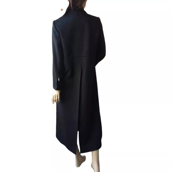 Ladies Floor-Length Single-Breasted Coat with Split and Tailored Silhouette