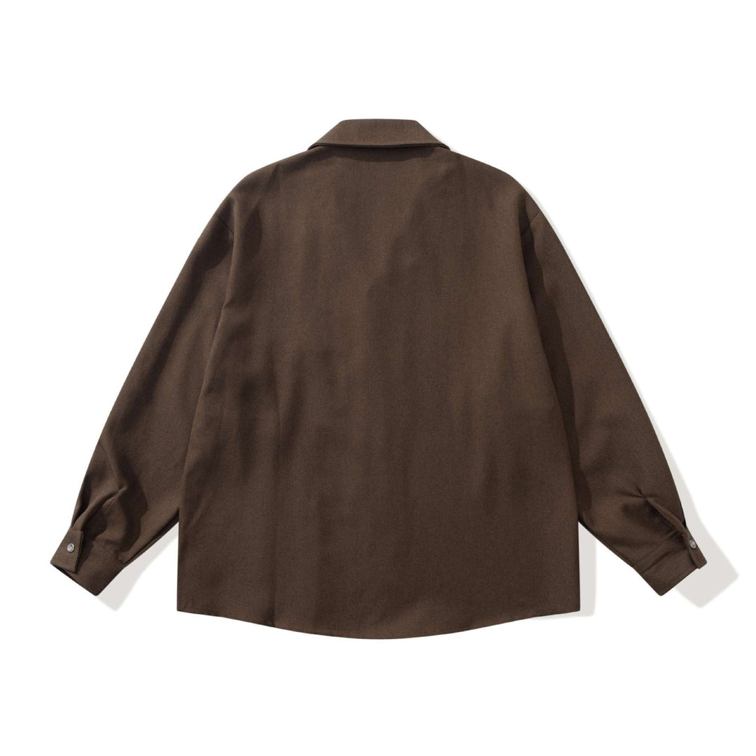 Unisex Oversize Shirt Jacket with Open Notch Collar and Chest Pocket