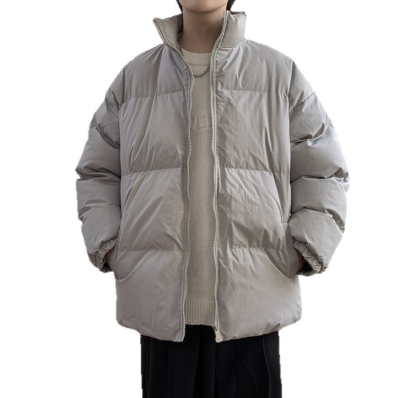 Unisex Oversize Padded Jacket with High Stand-up Collar and Thermal Lining