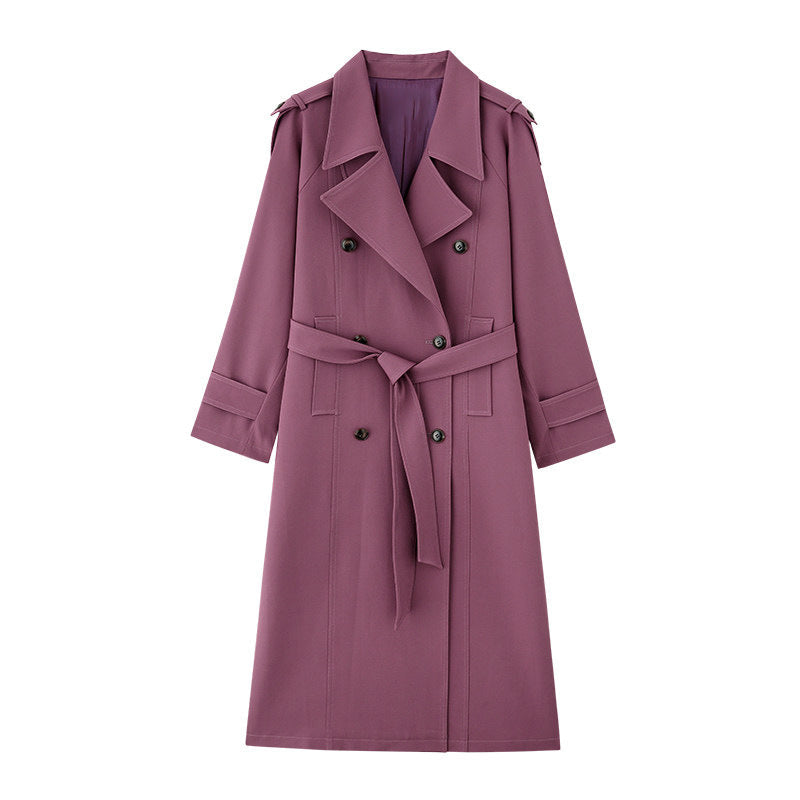 Women Elegant Trench Coat with Waist Belt
