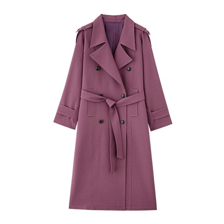 Women Elegant Trench Coat with Waist Belt