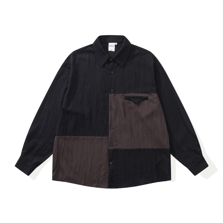 Unisex Oversized Shirt Jacket in Patchwork Design