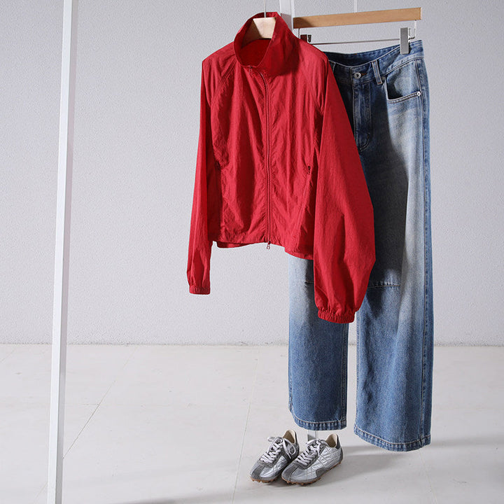 Women Athletic Jacket with High Collar
