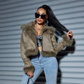 Women's Jacket with fur collar with faux fur padded