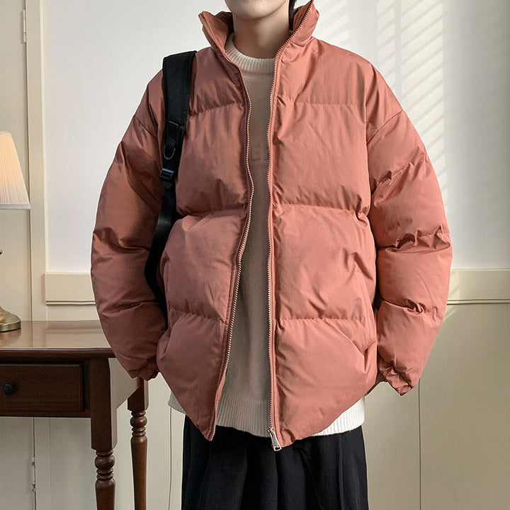 Unisex Oversize Padded Jacket with High Stand-up Collar and Thermal Lining
