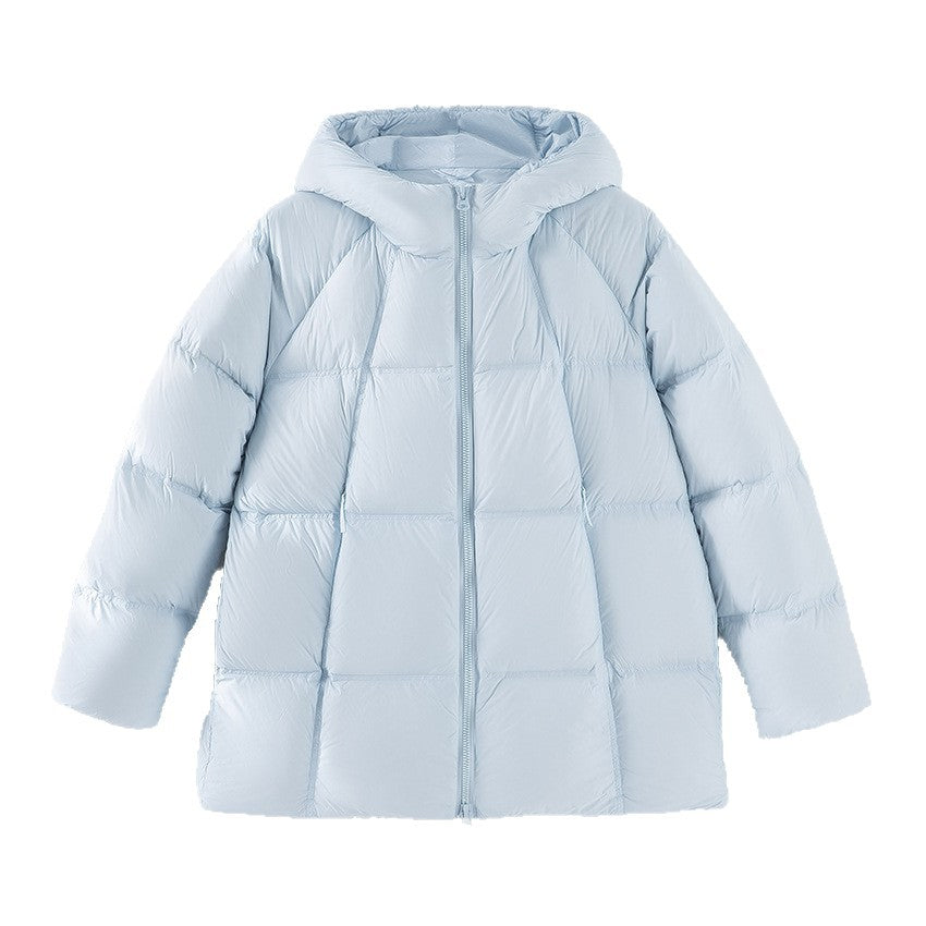 Women short cut boxy quilted jacket with detachable hood and thermo insulation