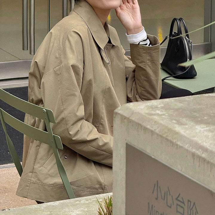 Women Fashionable Short Jacket with High Collar