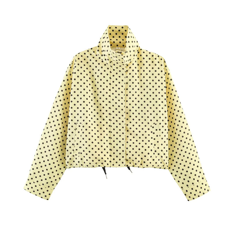 Ladies Short Points Utility Jacket with Stand-Up Collar and Drawstring