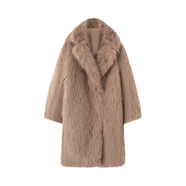 Women Long Oversize Faux Fur Coat with Voluminous Shawl Collar