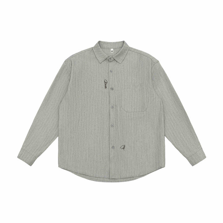 Unisex Oversized Shirt Jacket made of textured linen blend with chest pocket