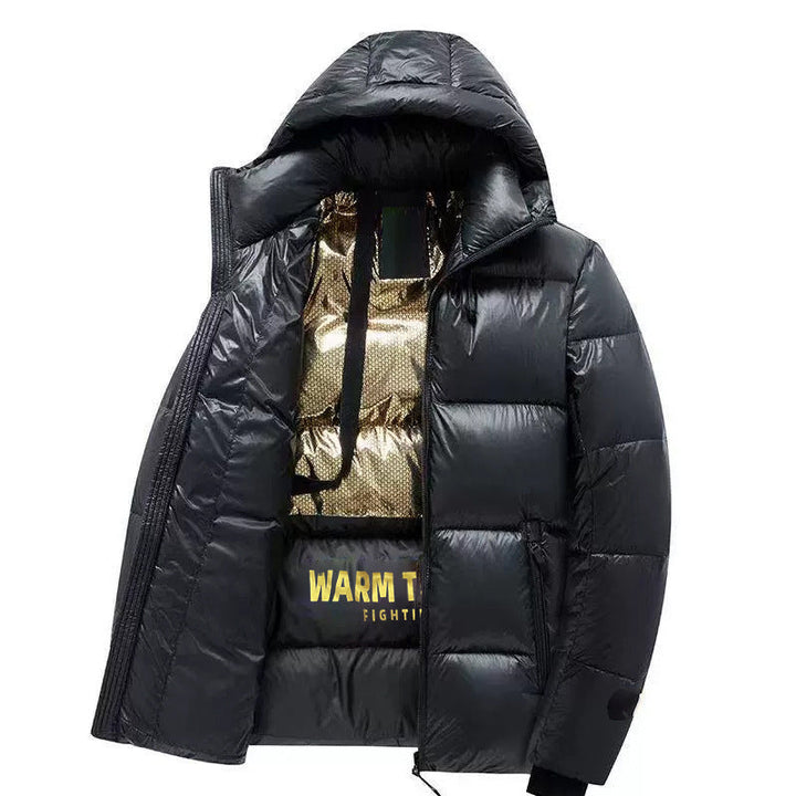 Men Padded Thermal Hooded Quilted Jacket with Reflective Insulation Inside