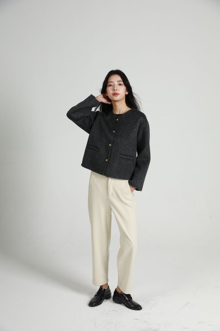 Women’s Fashion Short Jacket with Button Placket