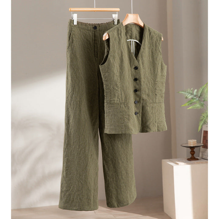 Ladies Tailored Cord Waistcoat with V-Neck and Patch Pockets