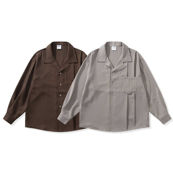 Unisex Oversize Shirt Jacket with Open Notch Collar and Chest Pocket