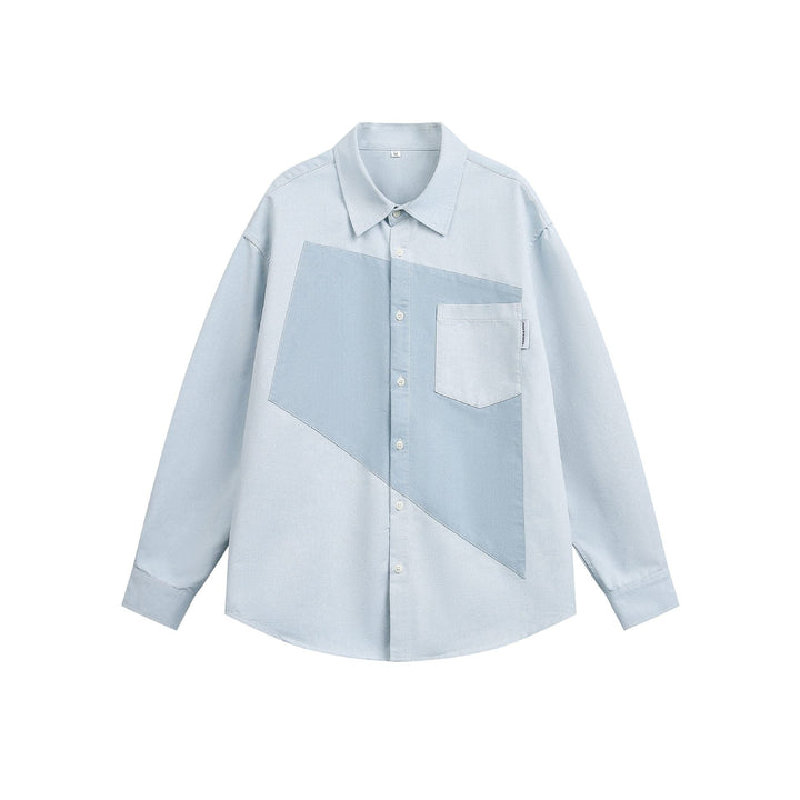 Unisex Oversize Patchwork Denim Shirt with Boxy Cut
