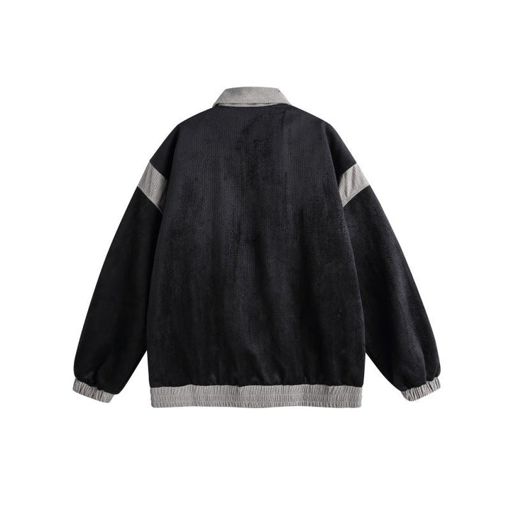 Unisex Harrington Blouson Jacket with Textured Fabric and Contrast Trim