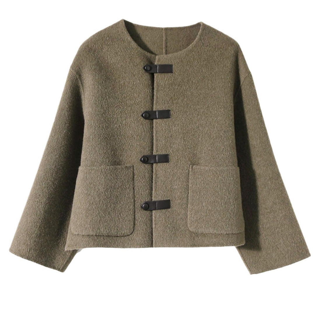 Women Elegant Wool Jacket with Buttons